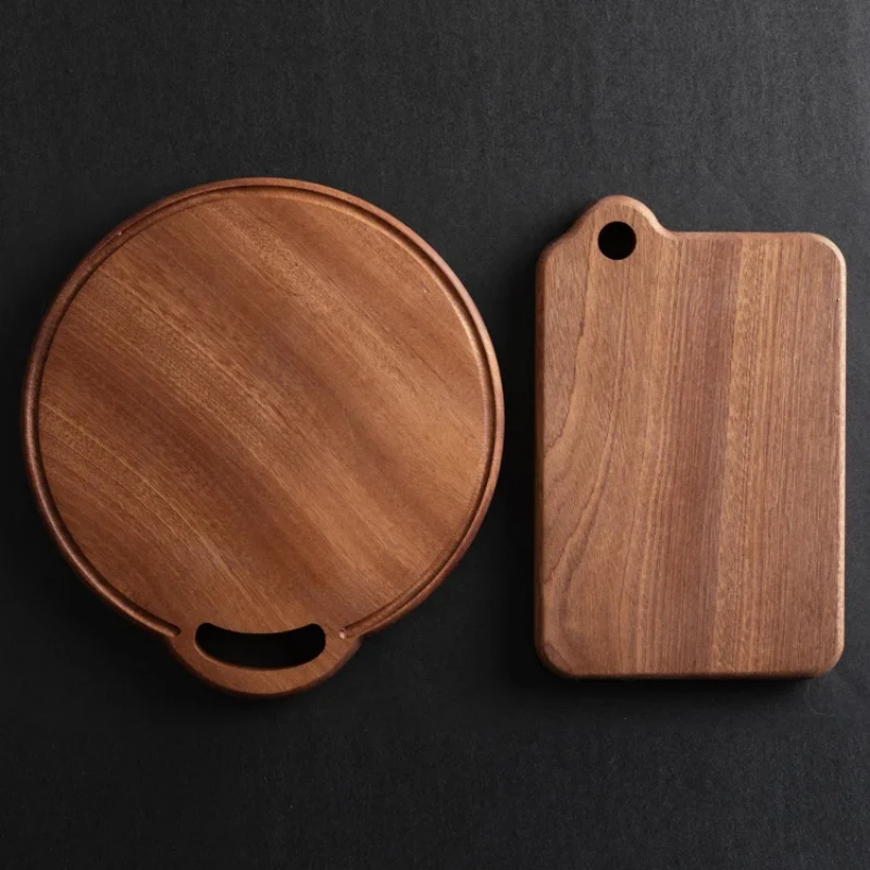 Ebony Chopping Board Solid Wood Cutting Board Fruit and Bread Board with Handle Kitchen Steak Plate Ebony Steak Cutting Board