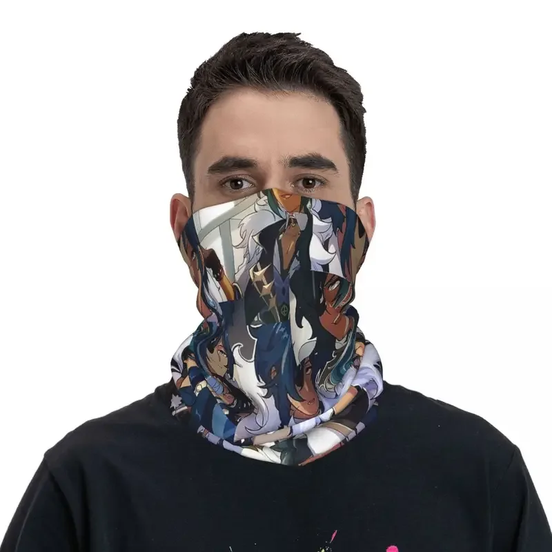 Bandana multifuncional de impacto Genshin para adultos, lenço facial anime, capa do pescoço, desenhos animados impressos, cachecol de ciclismo, pesca, Kaeya, inverno