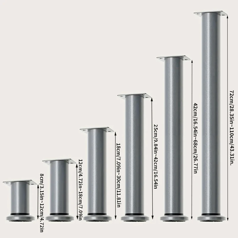 2pcs telescopic table leg support columns, adjustable height through rotation, used for tables, cabinets, sofas, bed frames