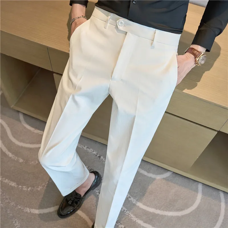 

Spring New Solid Straight Casual Pant High Quality Fashion Simplicity Men Suit Pants Formal Business Office Social Trousers