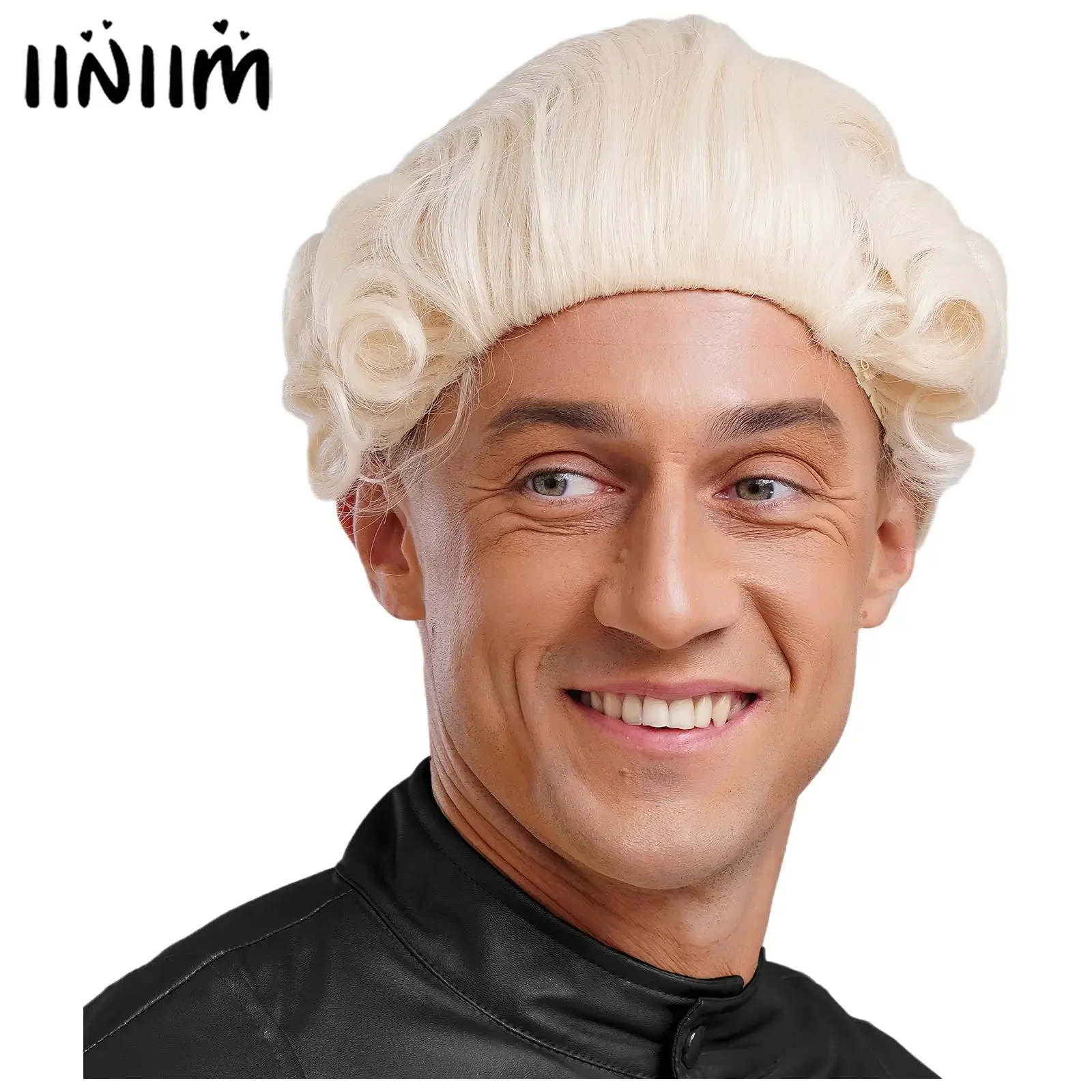 Perruque de cheveux humains bouclés réglables avec tresse pour hommes, accessoire de cosplay, tenue de sauna de performance, avocat de Washington, Queensland, Halloween