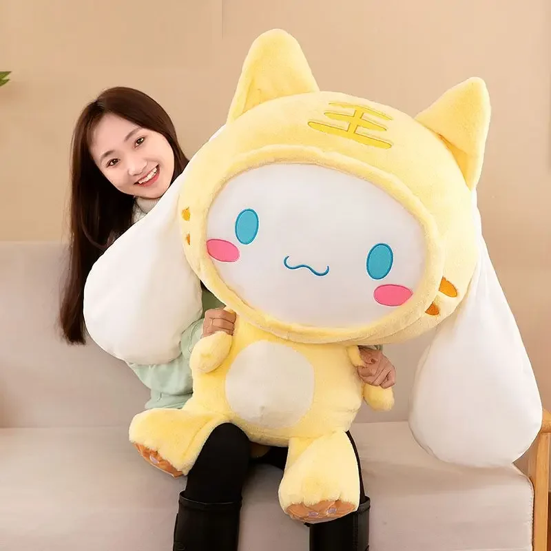 60CM duży rozmiar Sanrio Kawaii śliczne Cinnamoroll wypchane zwierzę komfort miękka lalka prezent świąteczny dla dzieci Cartoon Anime pluszowe