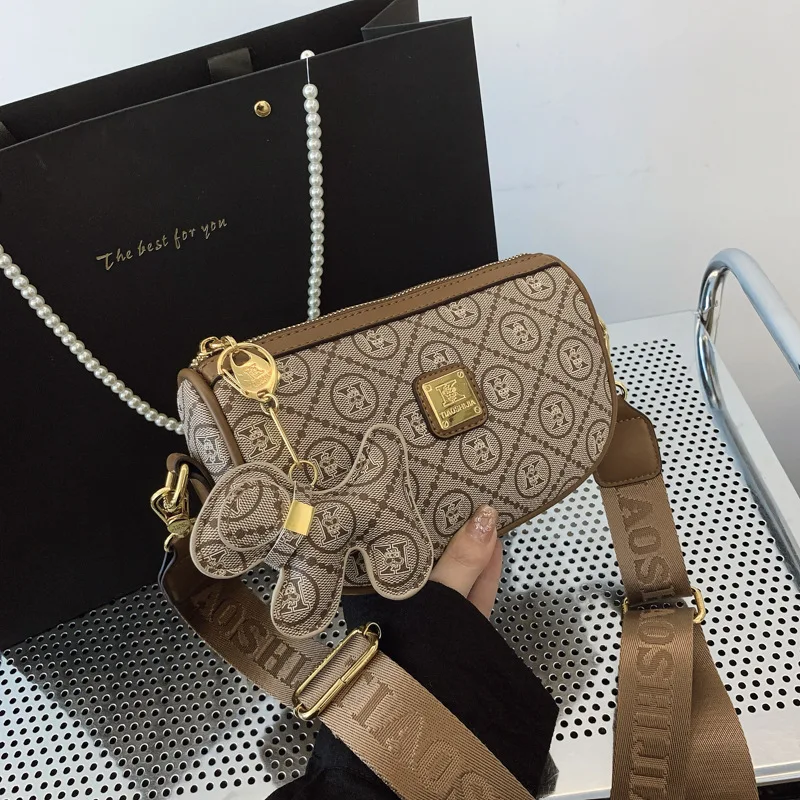 classic-vintage-monogram-sling-bag-trendy-versatile-crossbody-waist-bag-with-wide-embroidered-strap-dog-charm