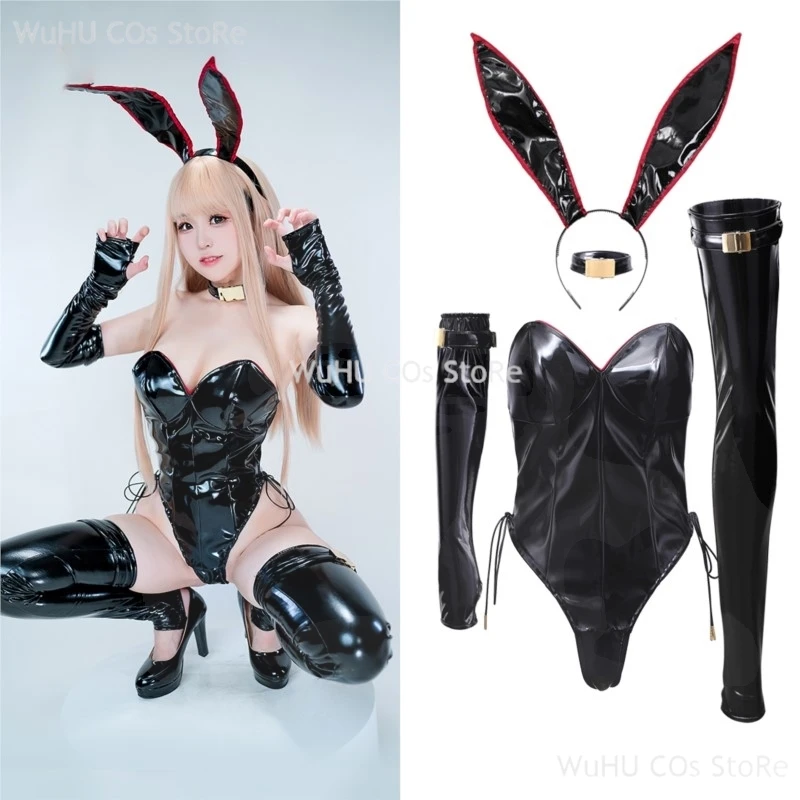 การออกแบบเดิม PU หนังสาวกระต่ายคอสเพลย์เครื่องแต่งกายสีดํา Jumpsuit บิกินี่ชุดชั้นในผู้หญิงเซ็กซี่คอสเพลย์ชุดเซ็กซี่ชุดชั้นใน