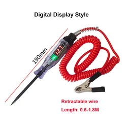 6V 12V 24V DC Car Truck Voltage Circuit Tester Digital Display Long Probe Pen Light Bulb Automobile Diagnostic Tools Auto Repair