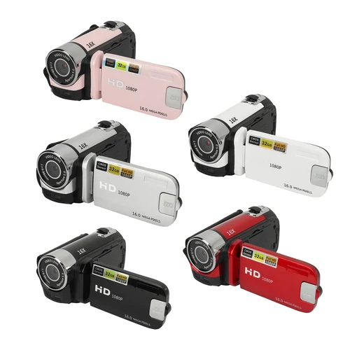 Imagen 2 del producto Cámara Digital HD de 1080P y 16MP, videocámara con pantalla giratoria de 2,4 pulgadas, grabadora de vídeo antigolpes con Zoom 16X HD y luz de relleno