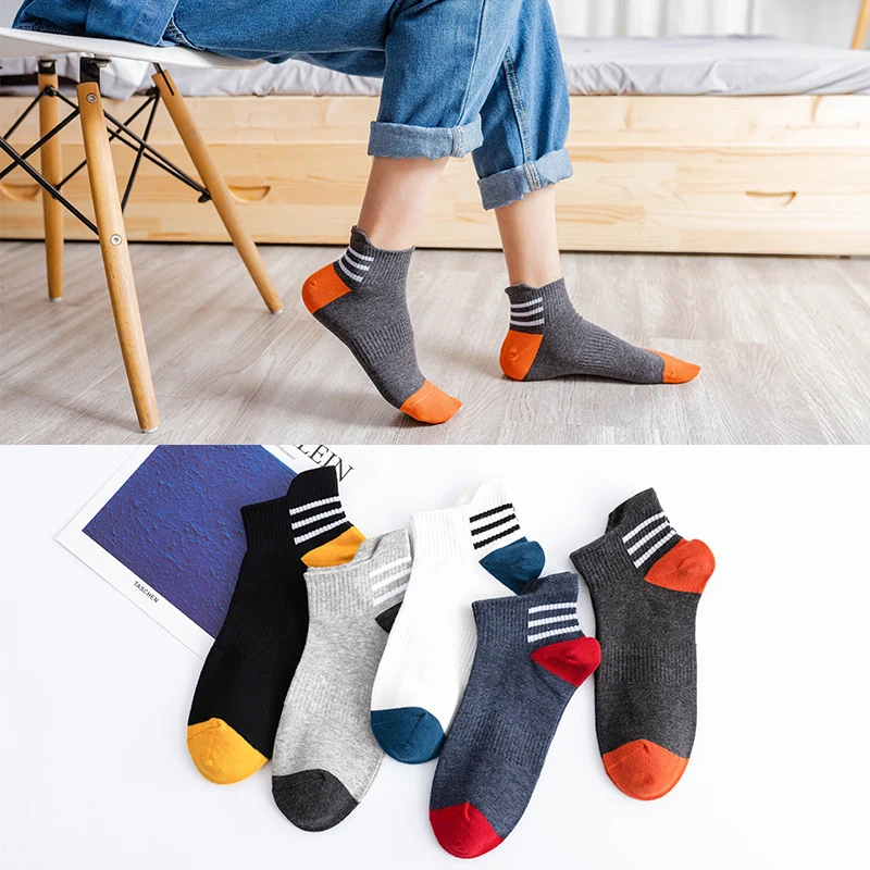 5pairs Xiaomi Cotton Men Socks Breathable Socks High Quality Boat Socks Black Short Sweat-absorbent Size 39-44