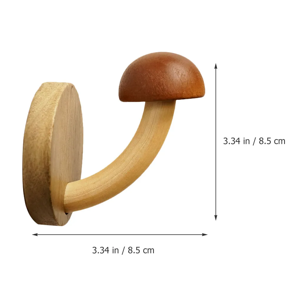 4Pcs Wood Wall Hooks Mushroom Design Smooth Surface Easy Home Decor Match Decorative Hooks for Hanging Towels Coats Hats Bags
