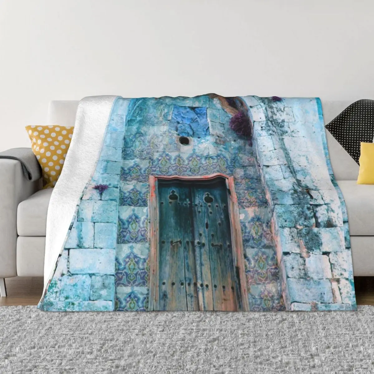 

Vintage Arabic Blue Door Throw Blanket Summer Blanket Bed covers Quilt Blanket Plaid on the sofa