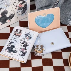 BOMO-billeteras de piel sintética para mujer, carteras bonitas con estampado de perro y dibujos animados, monedero corto Kawaii a la moda, bolso estético