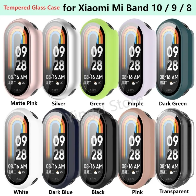 

Полный чехол из закаленного стекла для Xiaomi Mi Band 10 9 8, защитная пленка для экрана Xiaomi Mi Band 10 9 8, защитные чехлы с ремешком для часов NFC