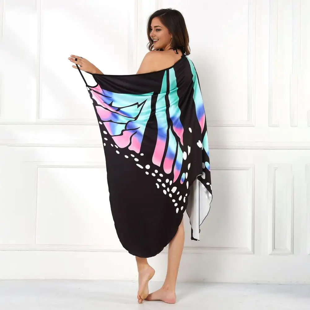 Sukienka plażowa z kolorowym nadrukiem i ramiączkami typu spaghetti Halloween Bikini Wrap Stroje kąpielowe Cover-up Sling Wzorzyste