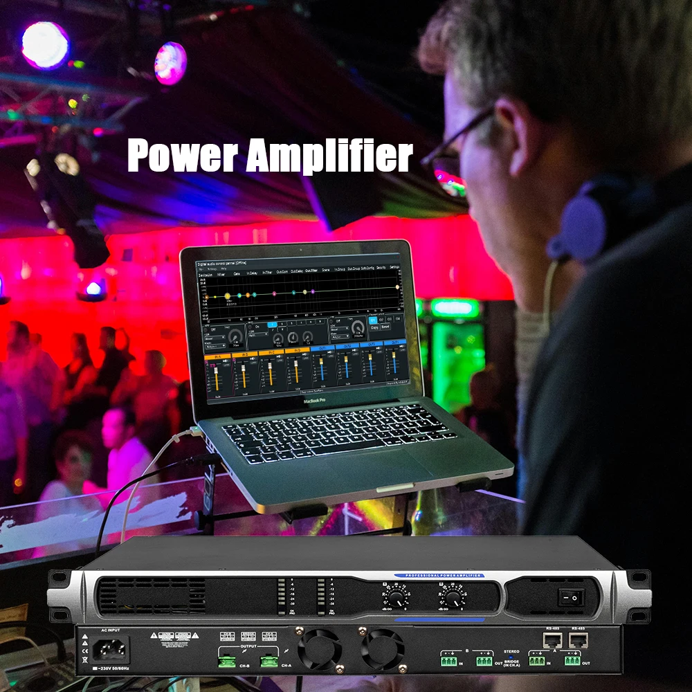 Leicozic DSP Amplifier 150-350W 1U Power Amps 2-CH Amp Digital Amplificador Loudspeaker Amplificateur 2In 2Out Audio Processor