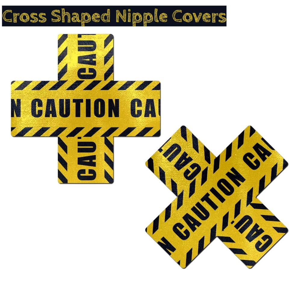 

Waterproof Caution Tape Nipple Pasties Cross Shaped Hypoallergenic Women Nipple Covers Festival Rave Party Fashion Accessories