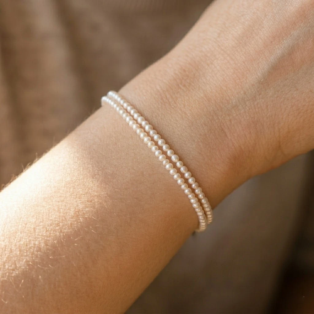 St-Delan 3MM Minimalist Pearl Beaded Bracelet‌ Women Cute Natural Freshwater Pearl Bracelet Women Charm Bracelet Gift Jewelry
