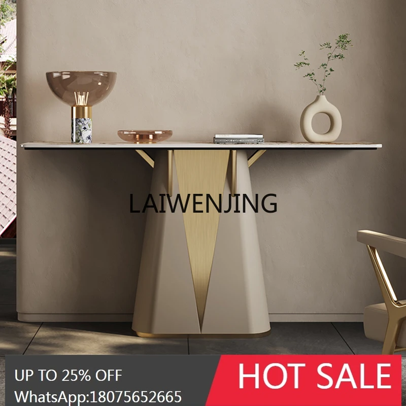 simple light luxury Xuanguan platform foyer stainless steel rock slab end view platform