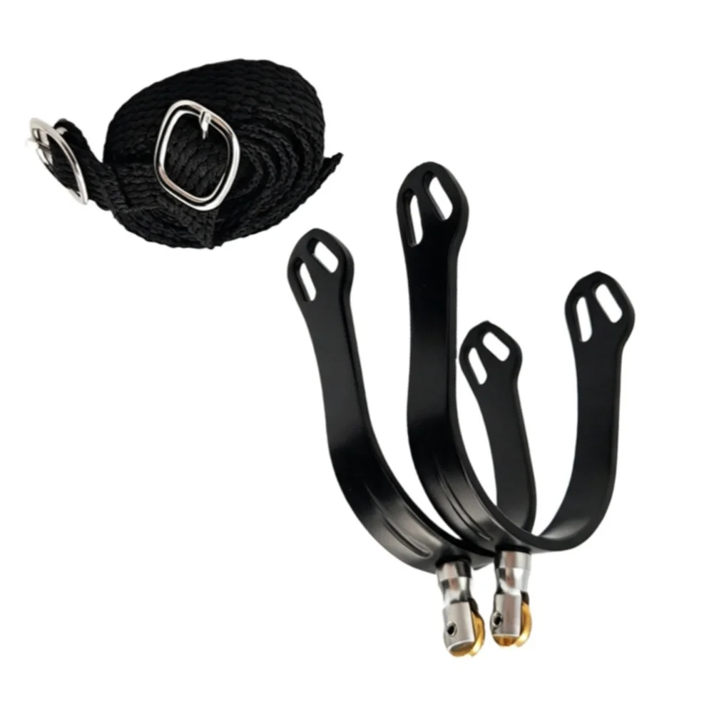 Silver Aviation Aluminum Spurs For Equestrian Training Show Jumping High-strength Nylon Webbing Equipment For Horse Sports