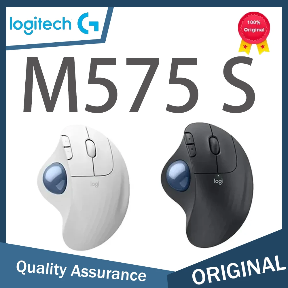 Logitech ERGO M575 S kabellose Bluetooth-Maus für Mac-Laptops, batteriebetriebene USB-Hausmaus, kabellose Trackball-Maus für das Büro