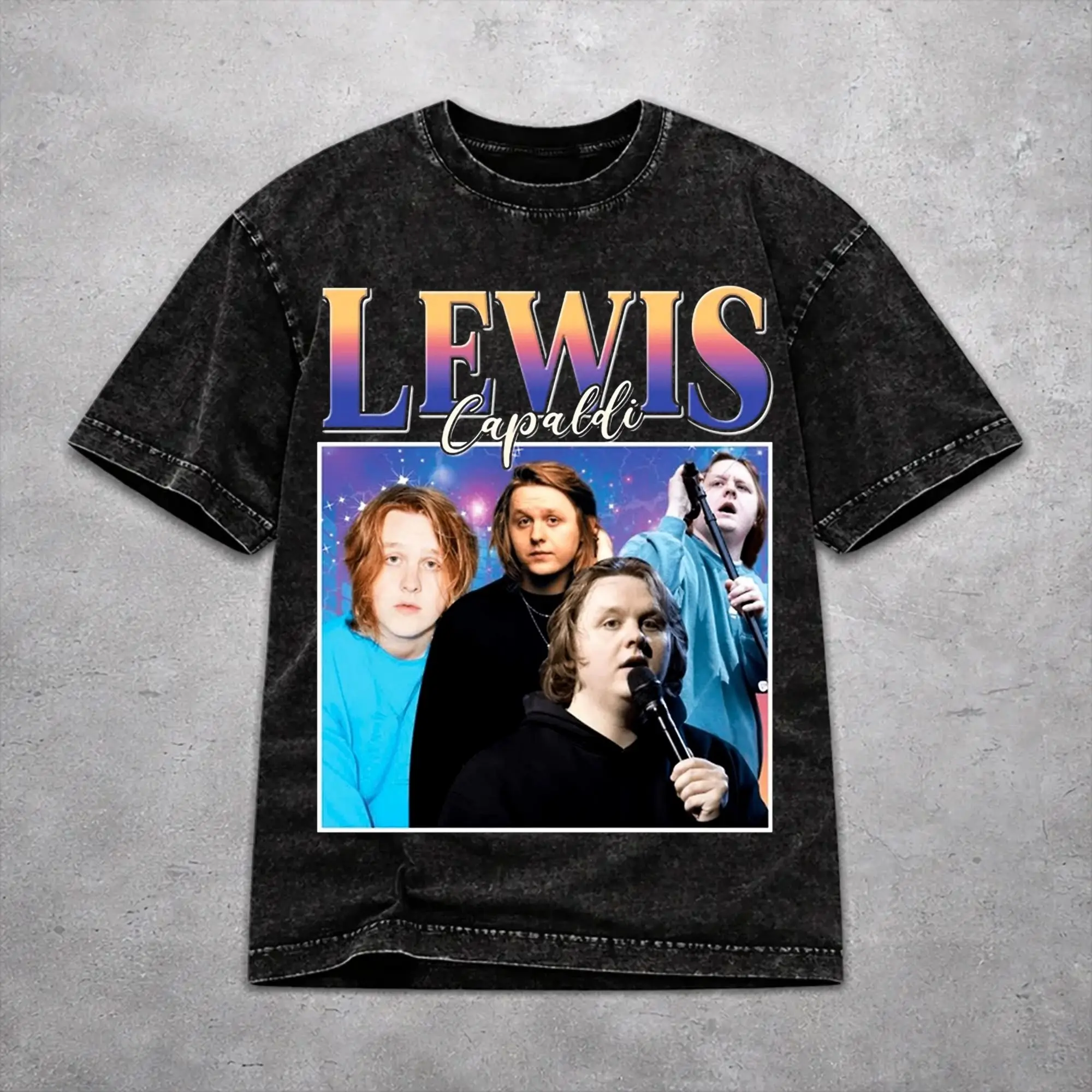Men Women Vintage Washed T-shirts Lewis Capaldi Tour 2026 Printed T Shirt Outfit Oversize  Tees Tops