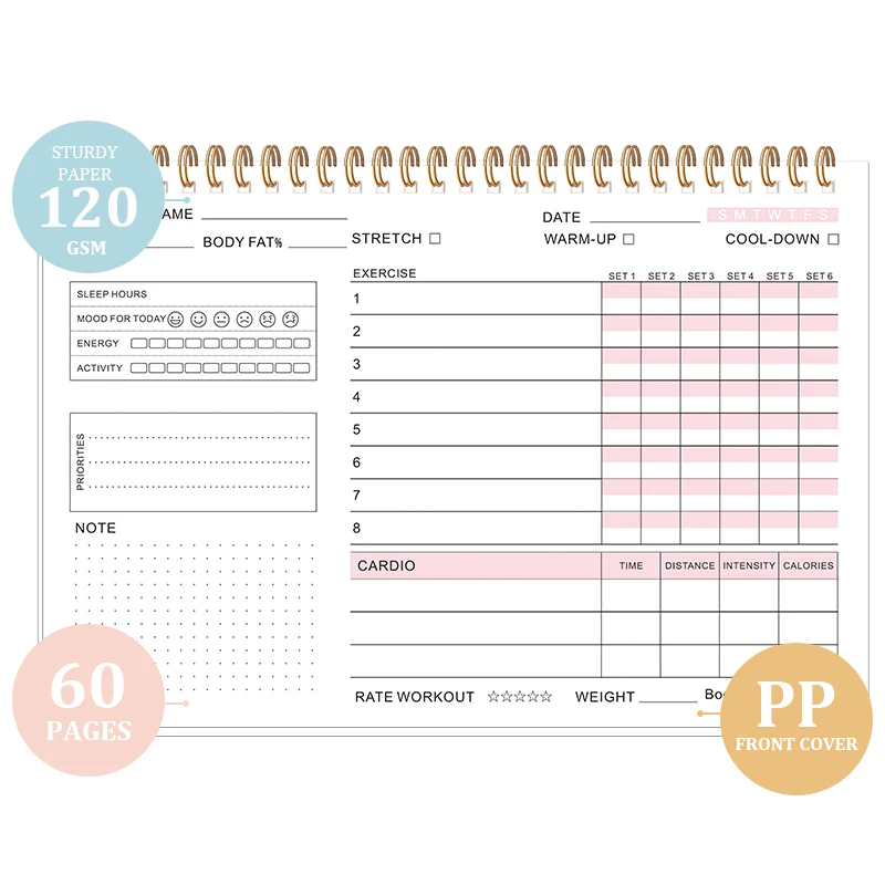 1PC Self-discipline Fitness Plan Check-in Task Daily Plan Book Habit Development Time Management Axis todolist Monthly and Weekly Planning