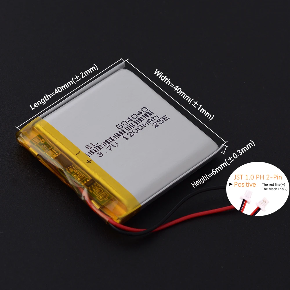 5Pcs/Lot JST1.0 2Pin 604040 3.7V 1700mAh Lithium li Polymer Li-ion Lipo Battery 304040 404040 504040 704040 804040 904040 104040