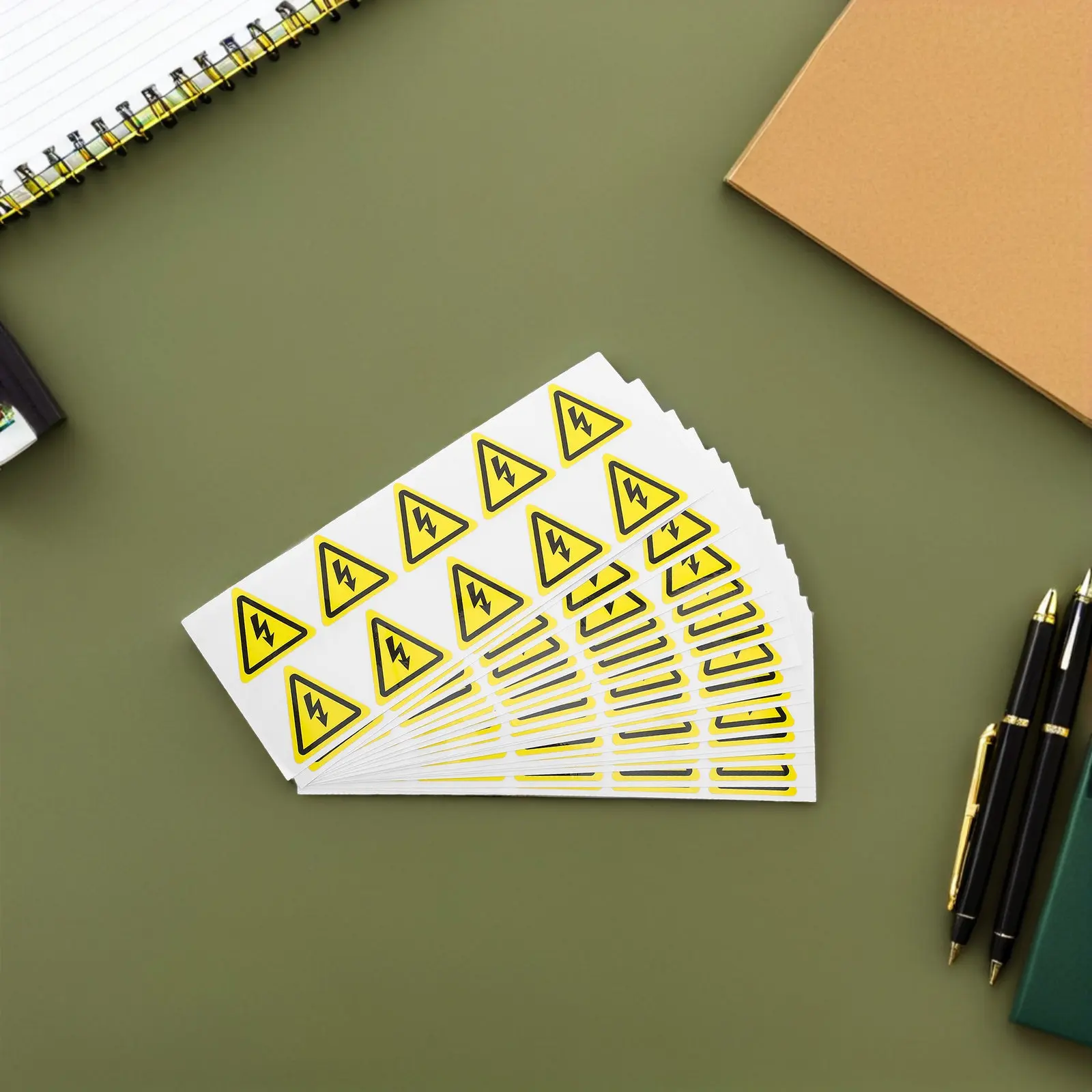 200Pcs Electrical Warning Stickers Yellow Triangle Caution Labels Self Adhesive High Visibility Waterproof Scratch Resistant