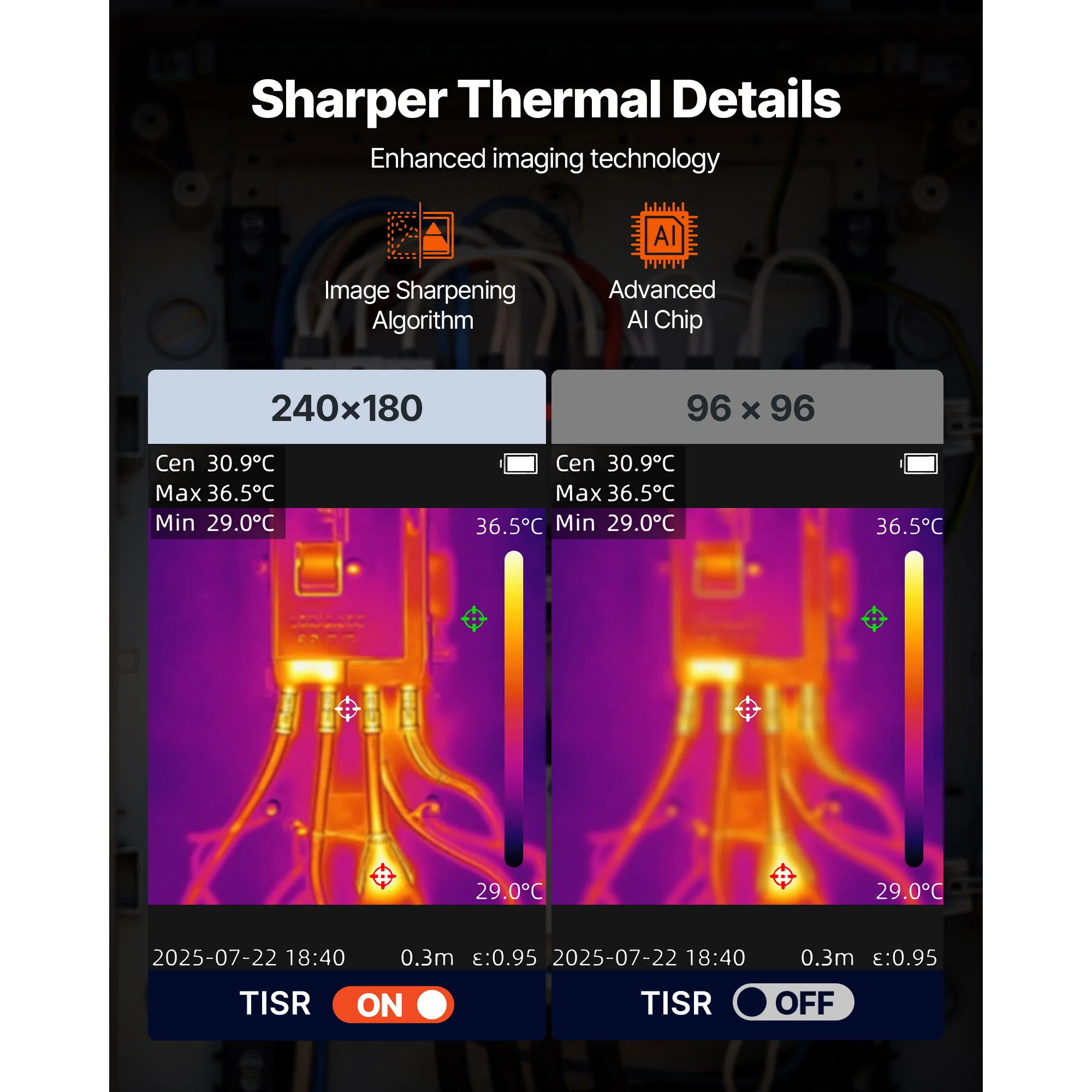 SucceBuy Thermal Camera TISR Super Resolution 240x180 Imaging Camera with 2MP Visual Camera 96x96IR Resolution 25HZ Refresh Rate