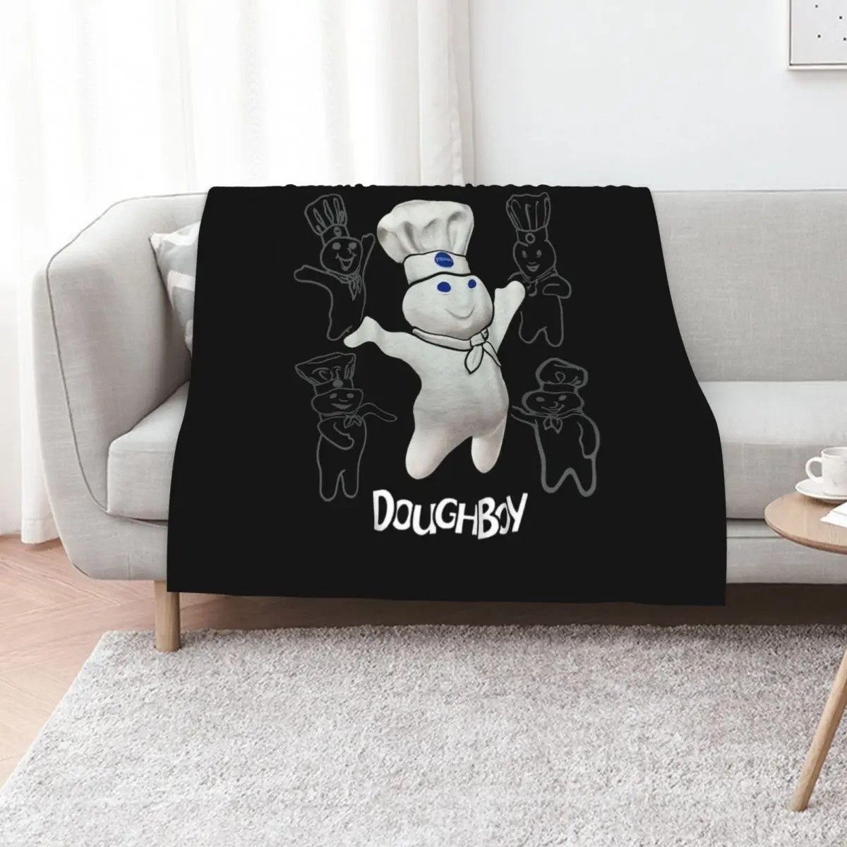 Doughboy Mascot Cute Emotions Throw Blanket Machine Washable Soft Warm Blanket