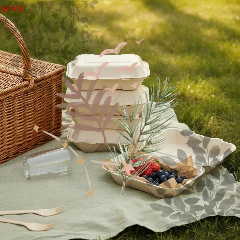 Disposable Packaging Lunchbox Vegetable Fruit Salad Bento Boxes: 10Pcs Dessert Cake Food Containers Burger Picnic