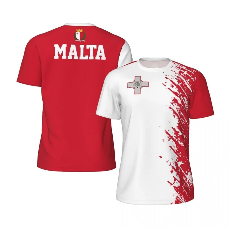 Camiseta de fútbol de Malta para hombre, camiseta de moda con estampado 3d de manga corta para Fitness, camisetas deportivas de verano para fútbol, camisetas de gran tamaño