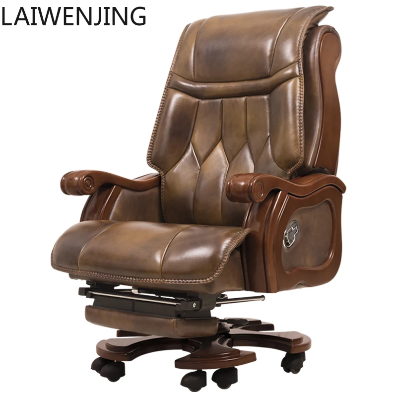 

MJY American Style Luxury Executive Solid Wood Top Layer Cowhide Computer Home Study Chair