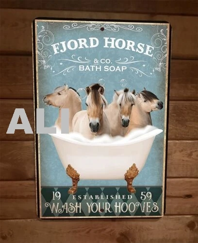 Fjord Horse Bath Soap 8x12 Metal Wall Sign Animal Poster sign