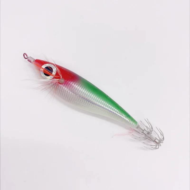 1PCS Luminous Squid Jig Fishing Wood Shrimp Lure 7.5cm 10g Artificial Bait Octopus Lure with Sound Bead Cuttlefish Shrimp Baits