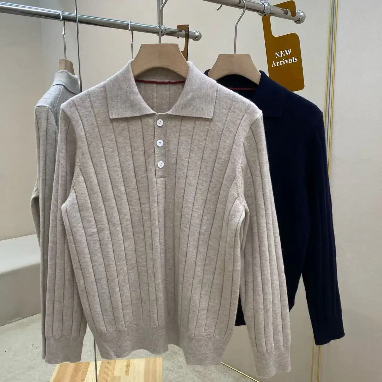 

BC Итальянский вязаный свитер с лацканами, мужской повседневный однотонный свитер с длинными рукавами