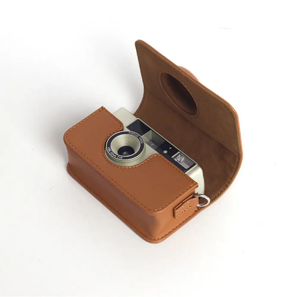 PU Leather Camera Bag with Shoulder Strap Solid Color Storage Bag Anti-Scratch Shockproof for KODAK EKTAR H35/F501/F9