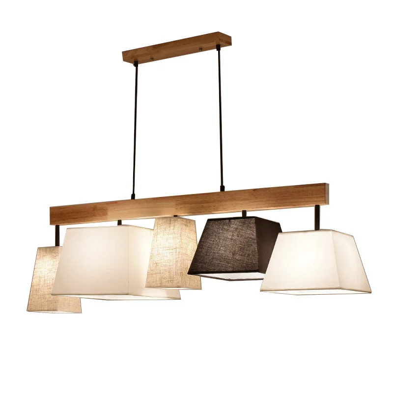 

Modern simple three-head bar counter restaurant study creative dining table log solid wood lamps Nordic style personalized