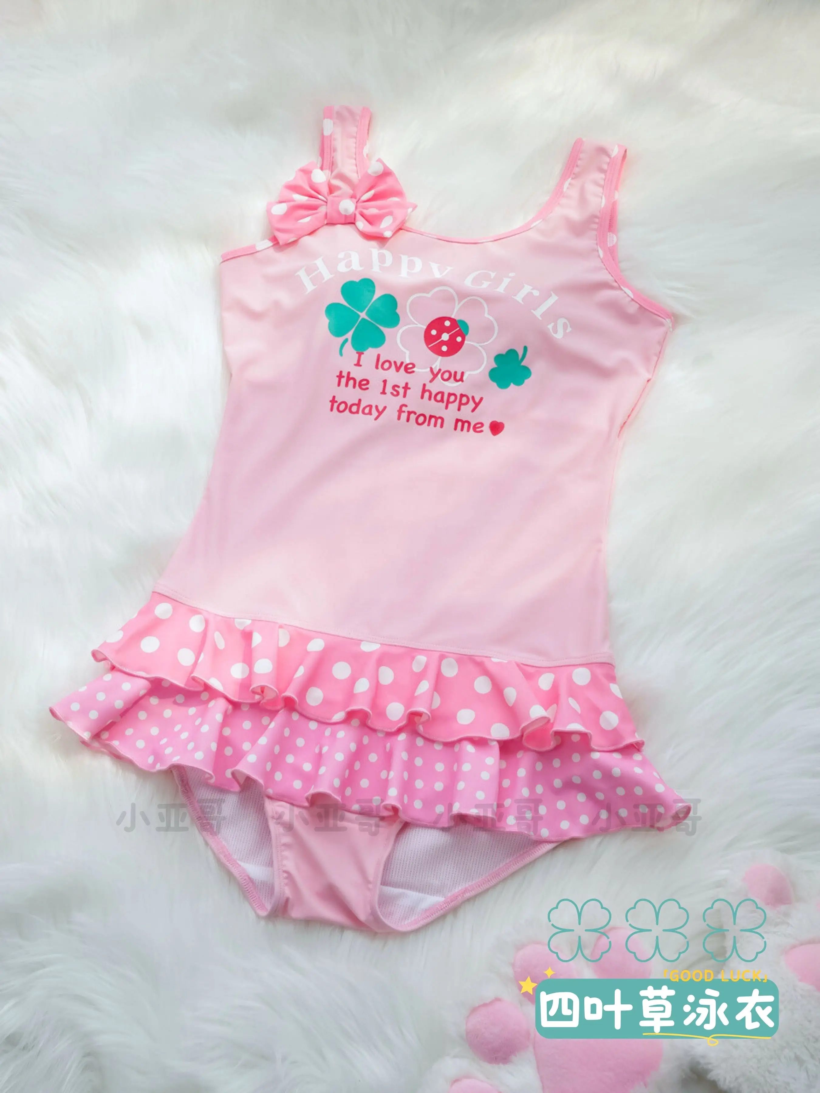 One-piece Swimsuit Japanese Style Original Sweet and Cute Girl Swim Suits with Bow Print Ruffle Summer Swimwear Women 2026