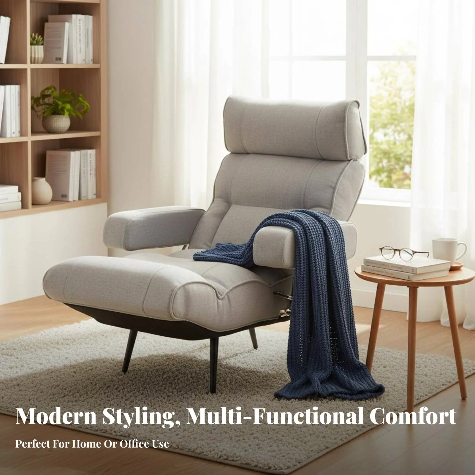 Armchair with Ottoman assistance Lounge Chair Ergonomic Design High spinerest for Readers, Living Room, Bedroom, perusing corner - view 4