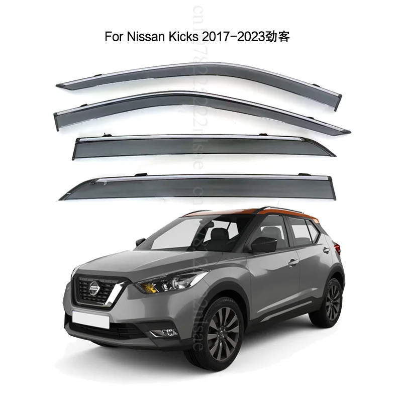 

For Nissan Kicks 2017-2023 Window Visor Sun Rain Deflector Guard Awnings Shelters Adhesive Cover Trim Cars Exterior Accessories