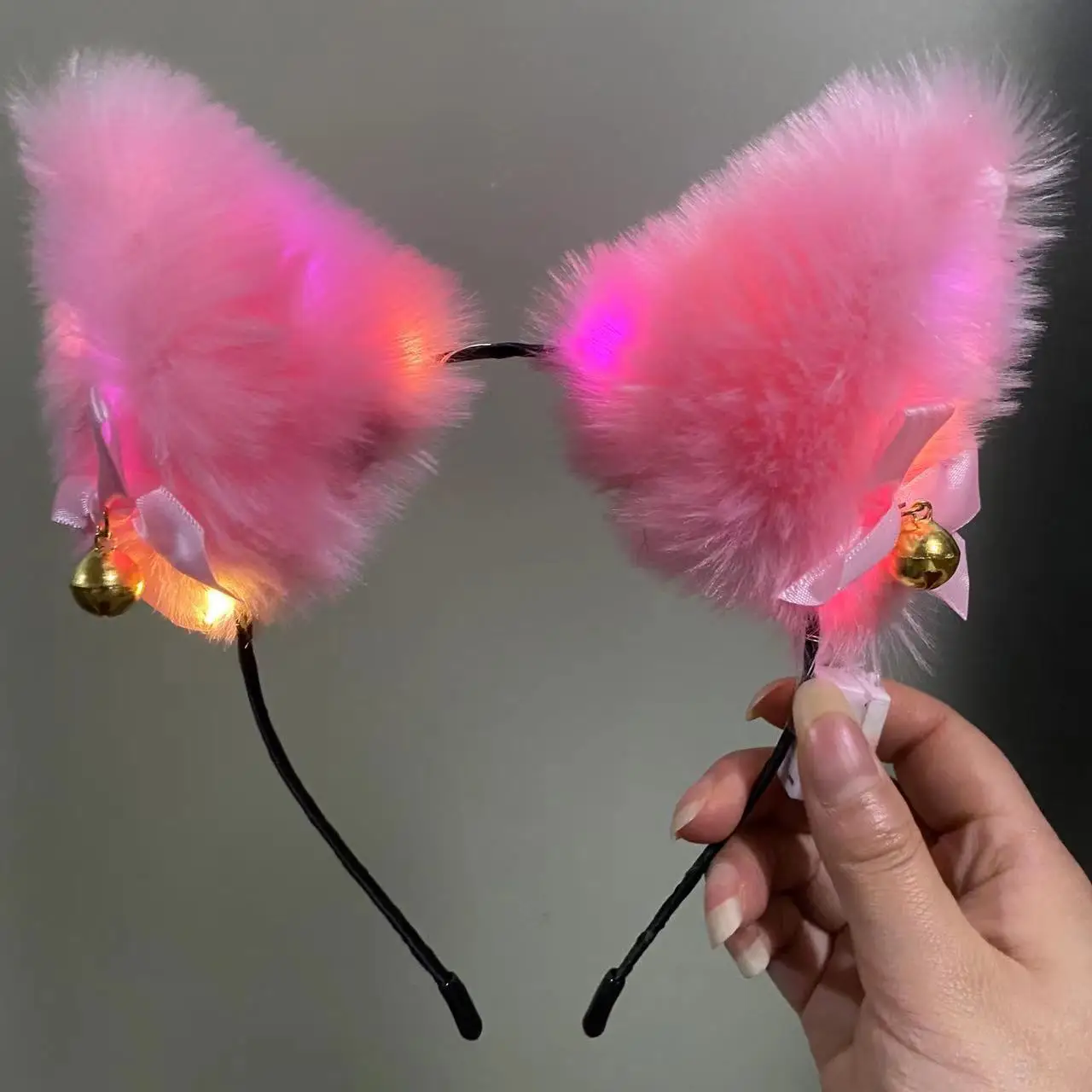 Soft Plush Lady Light-Up Cat Ears Headband Glowing Led Hair Band For Wedding Birthday Halloween Holiday Party Headwear Gifts