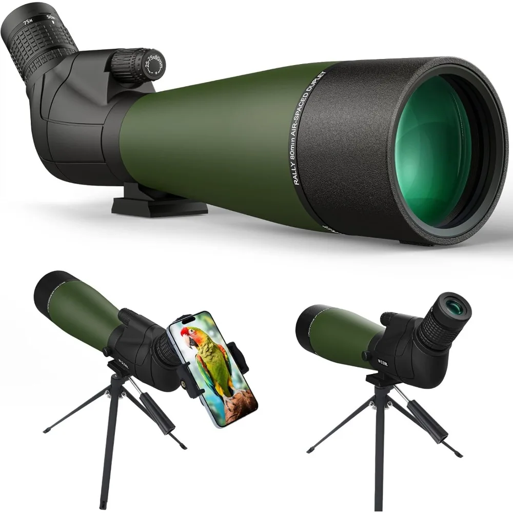 25-75X80 Spotting Scopes for Target Shooting with Tripod Carrying Bag & Smartphone Holder for Bird Watching Hunting