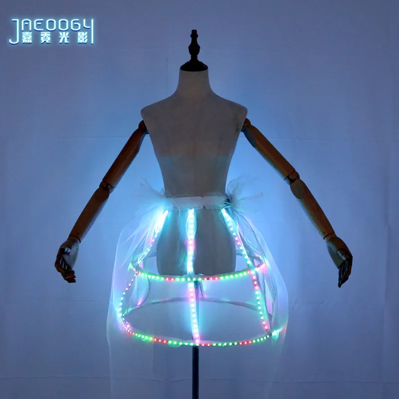 New Fashion LED Skirt Birthday Dance Party Colorful Light Up Tutu Skirt Stage Glow Costume White Sexy Belly Dance LED Skirt