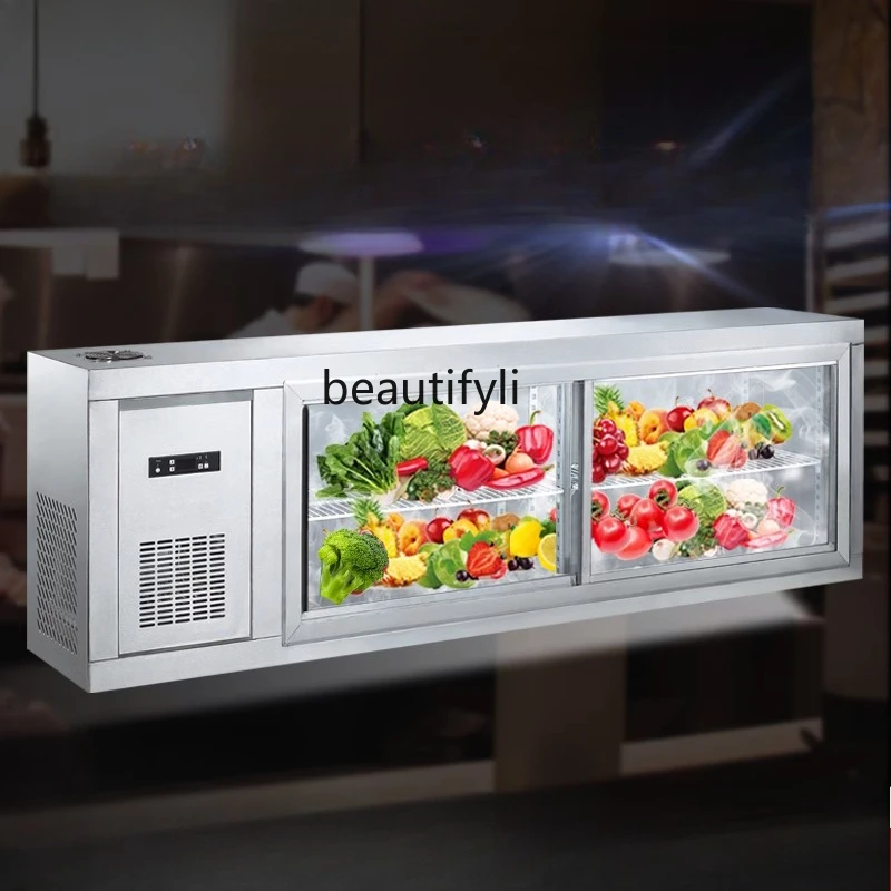 

Wall-Mounted Freezer Frost-Free Sliding Door Display Cabinet Hanging Cabinet Commercial Kitchen Refrigerator Wall-Mounted
