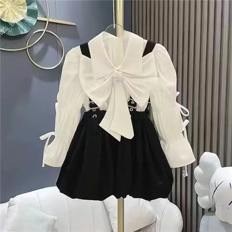 Cute Girl Outfit Set Bow Clothes for Kid Girl Clothes Baby Fashion Summer Shirt+Skirt Toddler Fashion Children Clothing 2024 New