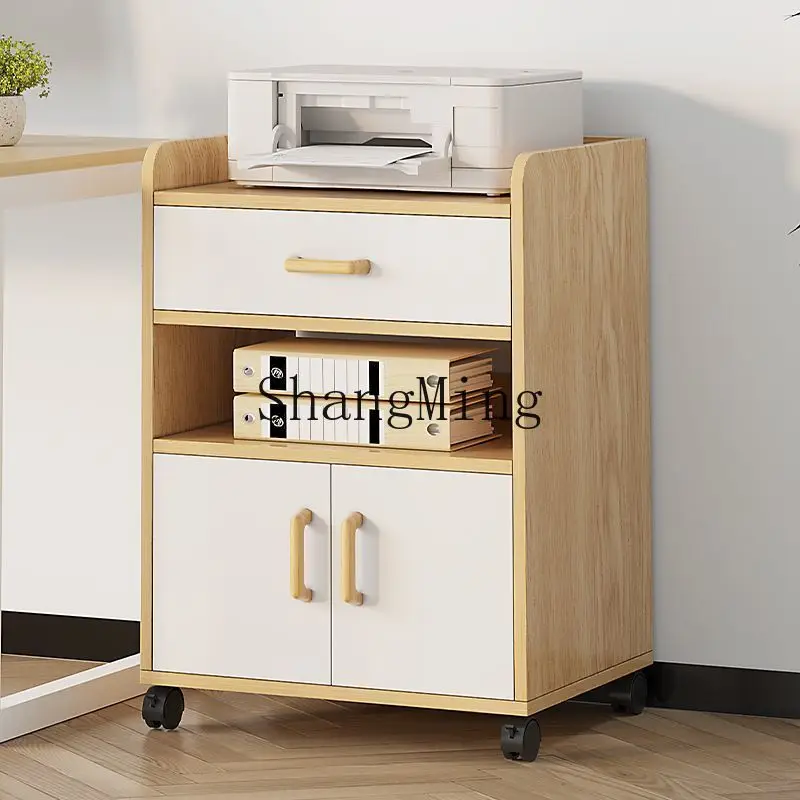 

FG removable drawer storage cabinet with wheels under table rack office wooden multi-layer locker