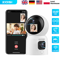 ZOSI 6MP/4MP HD Dual Lens Indoor WiFi Security Camera Video Calling AI Detection 360° Auto Track Wireless IP Surveillance Camera