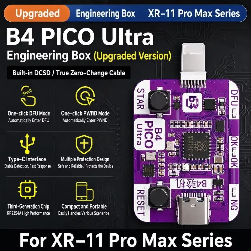 B4 PIC0 DFU RP2350A Dedicated Automatic Engineering Box One Click DFU Restart Data Enter Recovery Mode For Phone XR-11PM Repair