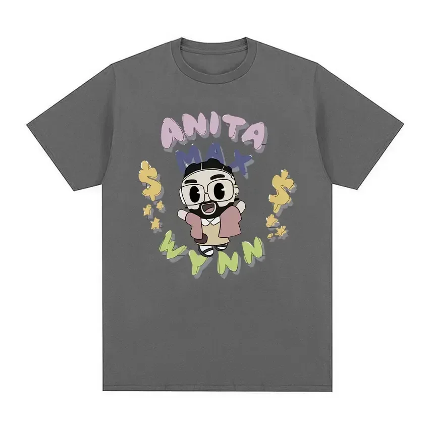 Funny Anita Max Wynn Gambling Meme Cartoon 2024 T-shirt Men's Women Clothing Oversized Casual 100% Cotton T Shirts Streetwear