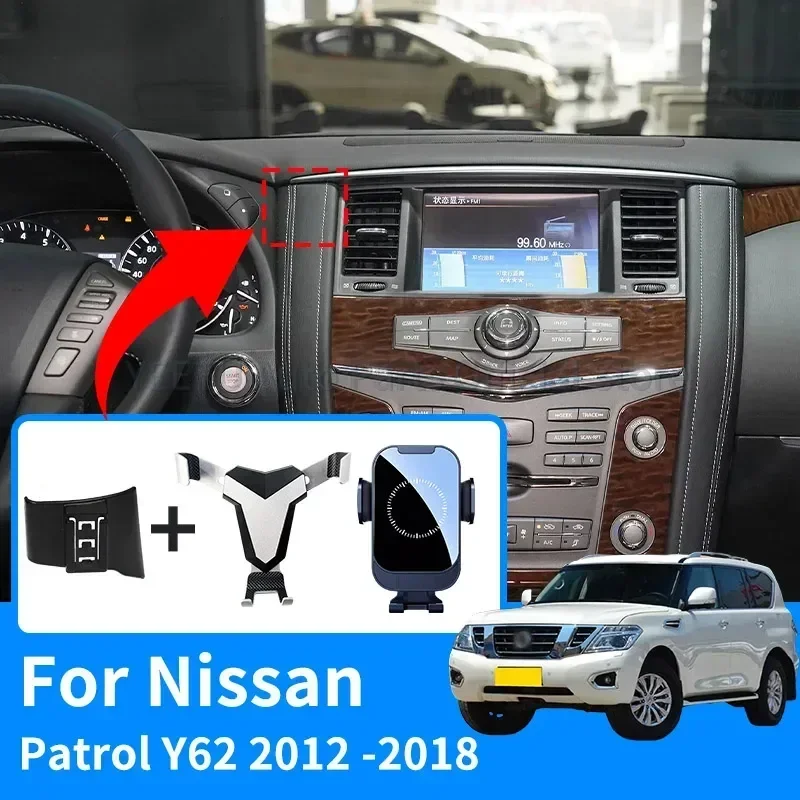 Suporte de Telefone para NISSAN Patrol Y62 Armada 2018 2017 2012-2016, Suporte de Ventilação para Celular, Suporte GPS, Acessórios para Carro