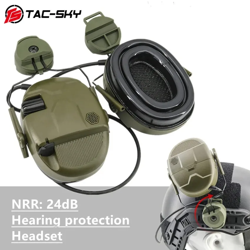 TAC-SKY Military Tactical Headphones, ARC Rail-Mounted Helmet Headset, Electronic Shooting Earmuffs, Hearing Protection Earphone